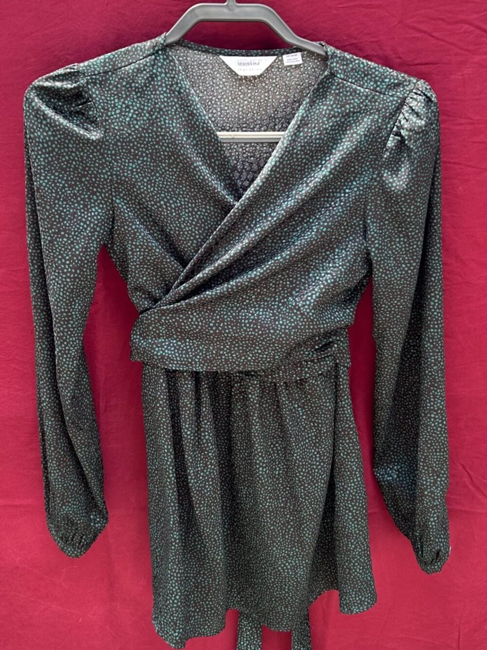GUC, Green and Black Seraphine Maternity Blouse, Size 4